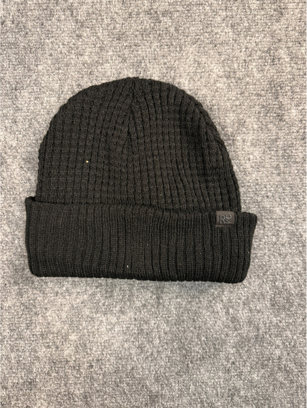 Kenneth Cole Reaction Black Ribbed Knit Beanie Hat